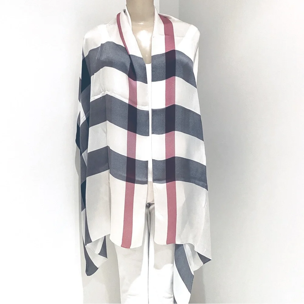Burberry Brit Silk Check Stole / Scarf Rectangular. - Picture 5 of 11